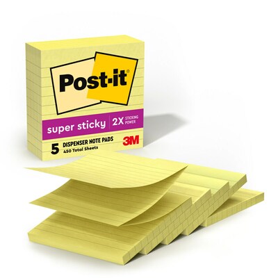 Post-it Super Sticky Pop-up Notes, 4 x 4, Canary Collection, Lined, 90 Sheet/Pad, 6 Pads/Pack (R440YWSS)