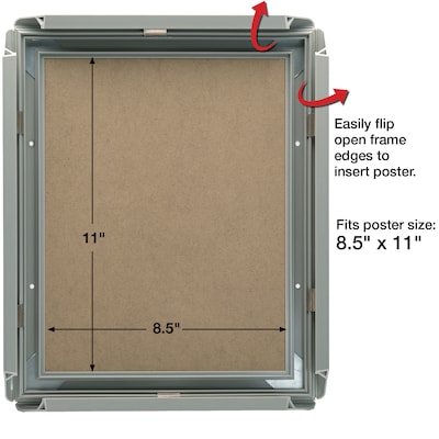 Excello Brands Plastic Snap Frame, 8.5 x 11, Vertical/Horizontal, Wall Mounted, Gray Oak (SF-8511-GRYOAK)