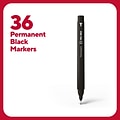 TRU RED™ Pen Permanent Markers, Ultra Fine Tip, Black, 36/Pack (TR54546)