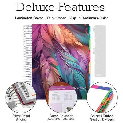 2026-2027 Excello Brands Pastel Peacock 8.5 x 11 Academic Weekly & Monthly Teacher Planner, Paperboard Cover (DTP-AY26-0061)