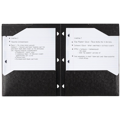 Five Star Stay Put  3-Hole Punched 2 Pocket Plastic Folder, Black (333420G-ECM26)