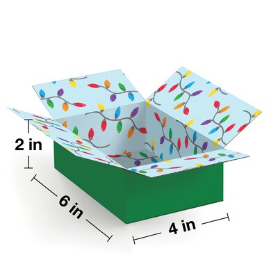 6 x 4 x 2 Decorative Holiday Lights Shipping Box, Small Gift Packaging, 200# Mullen Rated, 2/Pack