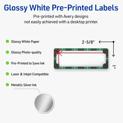 Avery Rectangle Multipurpose Labels, 1 x 2-5/8, White, 160/Pack (19479370404)