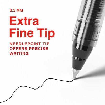 Staples Optiflow+ Rollerball Pens, Extra Fine Point, 0.5mm, Black Ink, Dozen (ST63314)