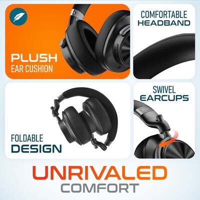 Delton M320 Wireless Active Noise Canceling Over-Ear Headphones, Bluetooth, Black (DHBM320)