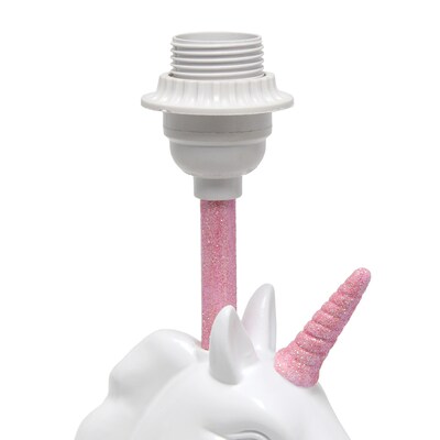 Creekwood Home Whimsilux 15.5" LED Table Lamp, White/ Pink Glitter (CWT-2023-PN-LB)