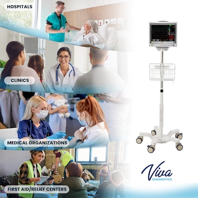 Viva Comfort Edan Elite V-Series Monitor Universal Vital Sign Mobile Stand with Mounting Plate, White (ADIME912-C-MP-07-MK)