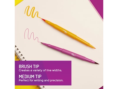 Paper Mate Flair! DUAL Calligraphy Pens, Brush/Medium Tips, Assorted Colors, 16/Pack (2181607)
