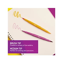 Paper Mate Flair! DUAL Calligraphy Pens, Brush/Medium Tips, Assorted Colors, 16/Pack (2181607)