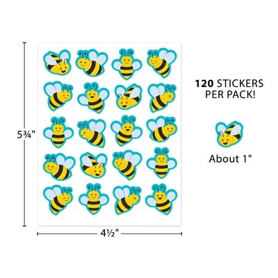 Teacher Created Resources Buzzing Bees Stickers, Multicolored, 120/Pack, 12/Packs/Bundle (TCR6913-12)