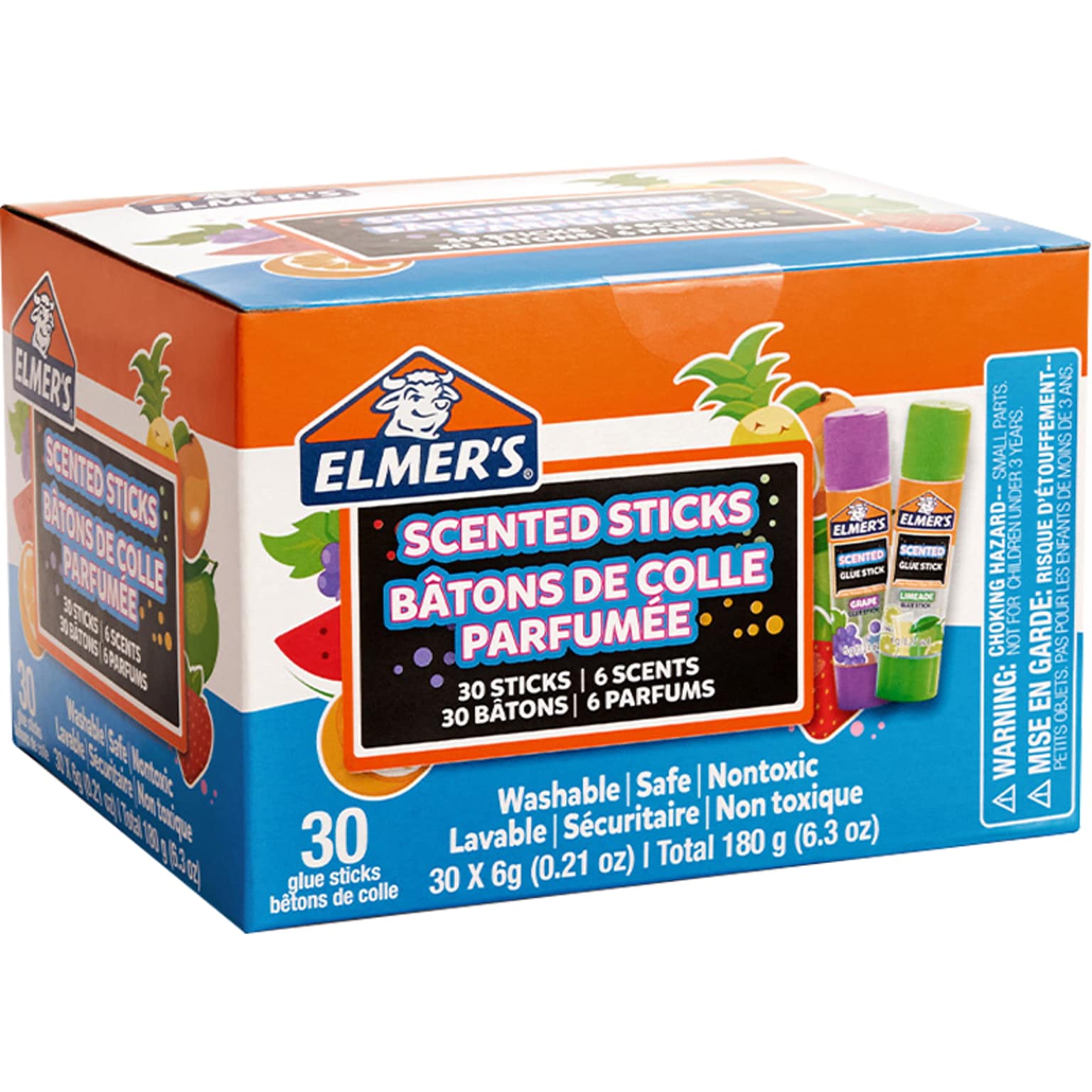 Elmers Scented WashableRemovable Glue Sticks, 0.21 oz., Assorted Colors, 30/Pack (2175692)