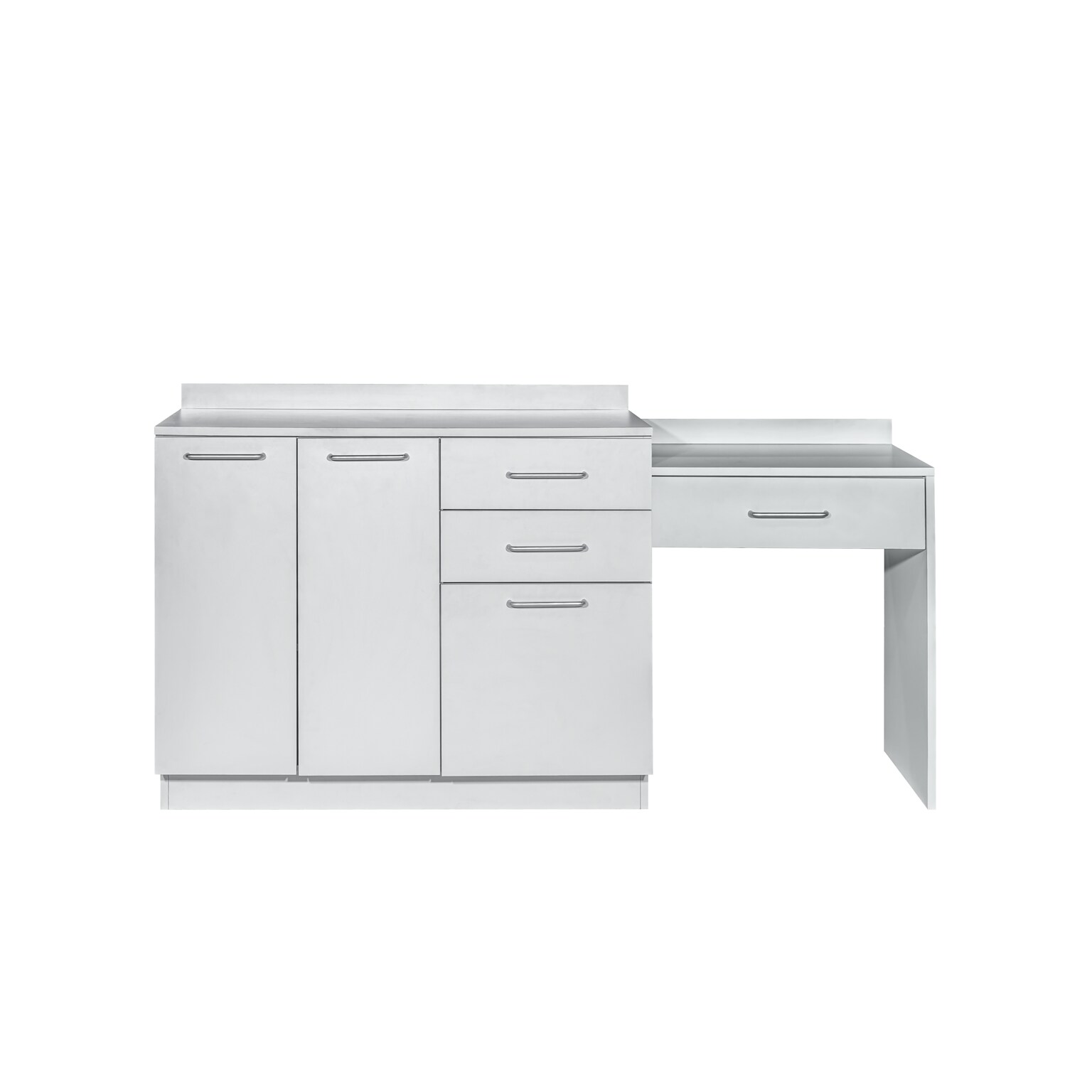 Viva Comfort 36 H x 42 W Exam Room Medical Cabinet with 24 W Right Side Desk, 2 Doors, 3 Drawers, Gray (90242-NS-GRY-AO)
