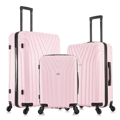 InUSA Vasty 3-Piece Hardside Spinner Carry-On Luggage Set, TSA Checkpoint Friendly, Pink (IUVASSML-PNK)