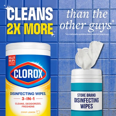 Clorox Disinfecting Wipes, Fresh/Crisp Lemon Scent, 75 Wipes/Container, 3/Pack (30208)