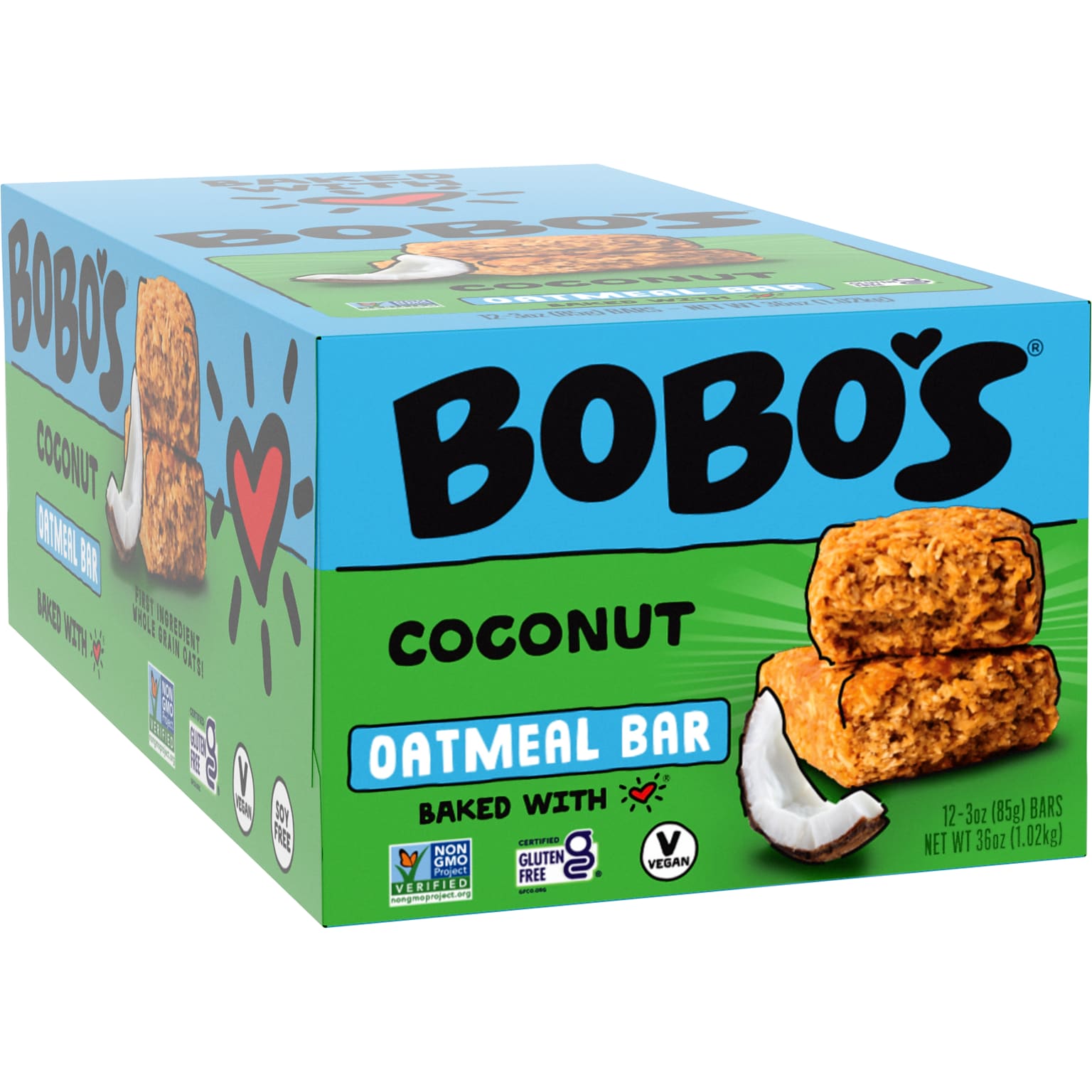 Bobos Gluten-Free Coconut Oat Bar, 36 oz., 12 Bars/Box (103-D)