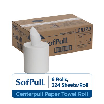 SofPull Centerpull Paper Towels, 1-ply, 320 Sheets/Roll, 6 Rolls/Pack (28124)