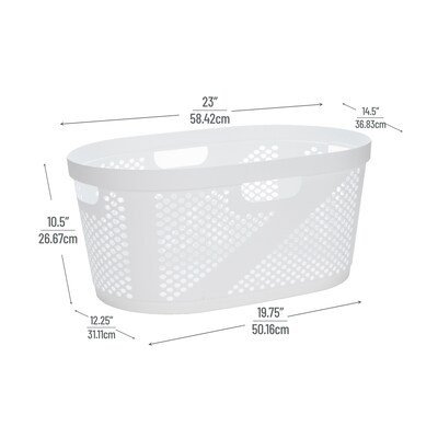 Mind Reader Wide Plastic Laundry Basket, White (HHAMP40-WHT)