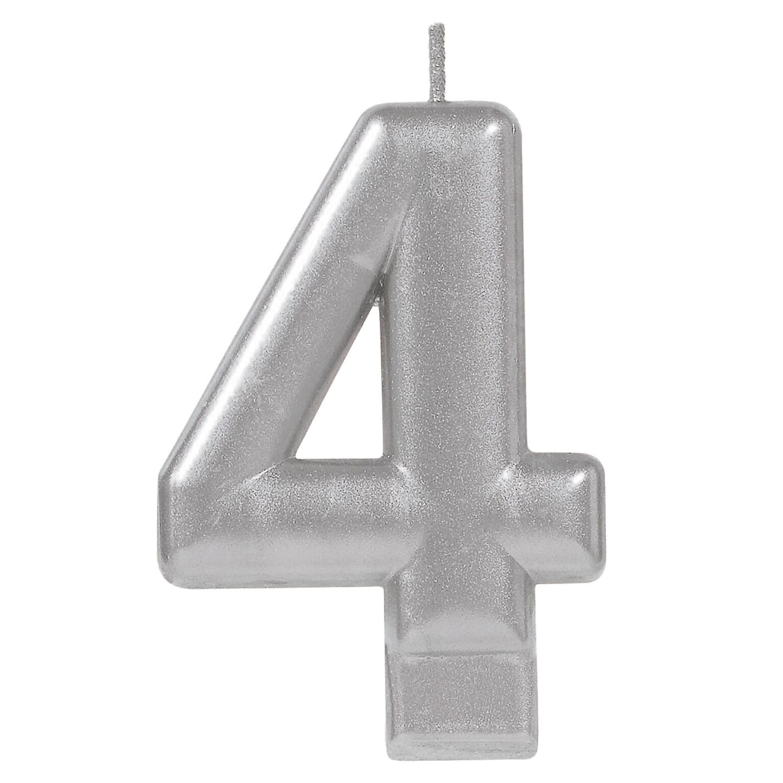 Party City Number 4 Birthday Candle, Silver (AM170580)