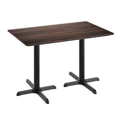 Flash Furniture Acadia Wooden Dining Table with X-Bases, 30D x 48W, Dark Brown/Black Base (ST3048WBRT2230)