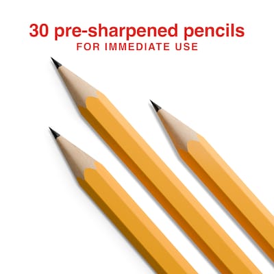 Staples Pre-Sharpened Wooden Pencil, 2.2mm, #2 Medium Lead, 30/Pack (ST63547)