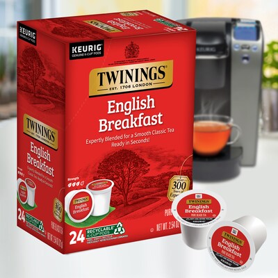 Twinings English Breakfast Black Tea, Keurig® K-Cup® Pods, 24/Box (TNA85780)