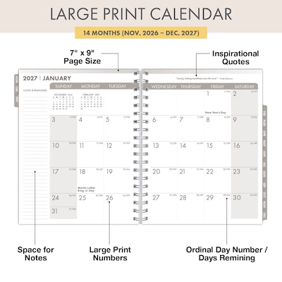 2027 Excello Brands Essential Pro 7 x 9 Weekly & Monthly Planner, Small Navy Floral (ESPRO-CY27-79-84)