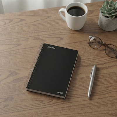 Staples Premium 1-Subject Notebook, 3.5" x 5.5", College Ruled, 200 Sheets, Black (TR58288)