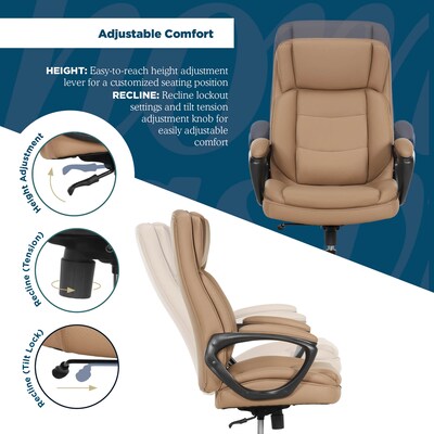 Thomasville Lansing Ergonomic Polyurethane Big & Tall Chair, 400 lb. Capacity, Light Tan (52398-TAN)