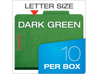 Pendaflex Pressboard Classification Folder, 2-Dividers, 2 1/2 Expansion, Letter Size, Dark Green, 10/Box (24133P)