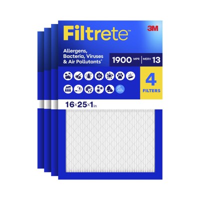 Filtrete High Performance 16 x 25 x 1 Pleated Air Filter, MERV 13, 4/Carton (UA01-4CA)