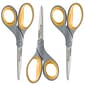 Westcott Titanium Bonded 8" Titanium Multi-Purpose/Heavy Duty Scissor, Pointed Tip, Gray/Yellow, 3/Pack (17532)