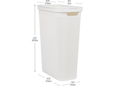 Mind Reader 10.57-Gallon Hamper with Lid, Plastic, White (40FABHAMP-WHT)