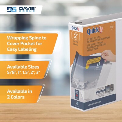 Davis Group QuickFit 2" 3-Ring Standard Binders, White, 6/Pack (88030-06)