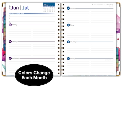 2027 Excello Brands 7.8" x 9" Weekly & Monthly Standard Planner, Paperboard Cover, Rainbow Floral (FSHN-CY27-79-53)