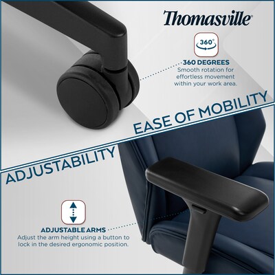 Thomasville Furniture Darius Ergonomic Bonded Leather Swivel Executive Chair, Navy (51490-NVY)