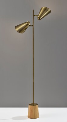 Adesso Josephine 60.5 Antique Brass Floor Lamp with Cone Shades (9411-21)