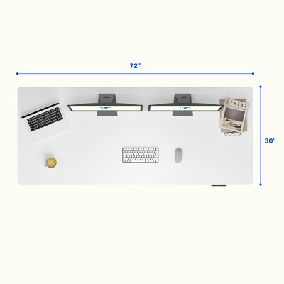 FlexiSpot E7 Commercial 72''W Electric Rectangular Adjustable Standing Desk, White (E7WCOM7230-W)