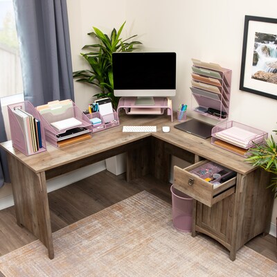 Staples Metal Mesh Pen Cups and Desk Organizers, Dusty Pink, 3/Set (ST63821)
