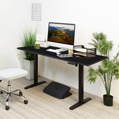 Mount-It! 55"W Electric Rectangular Adjustable Standing Desk, Black (MI-18087)