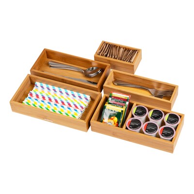 Mind Reader 5-Piece Drawer Organizer Set, Brown (DRORGBM5-BRN)