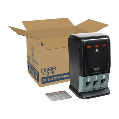 Dixie Ultra SmartStock Tri Tower Cutlery Station Mini Plastic Dispenser, Heavy-Weight, Black (DUSSTDSP3MINI)