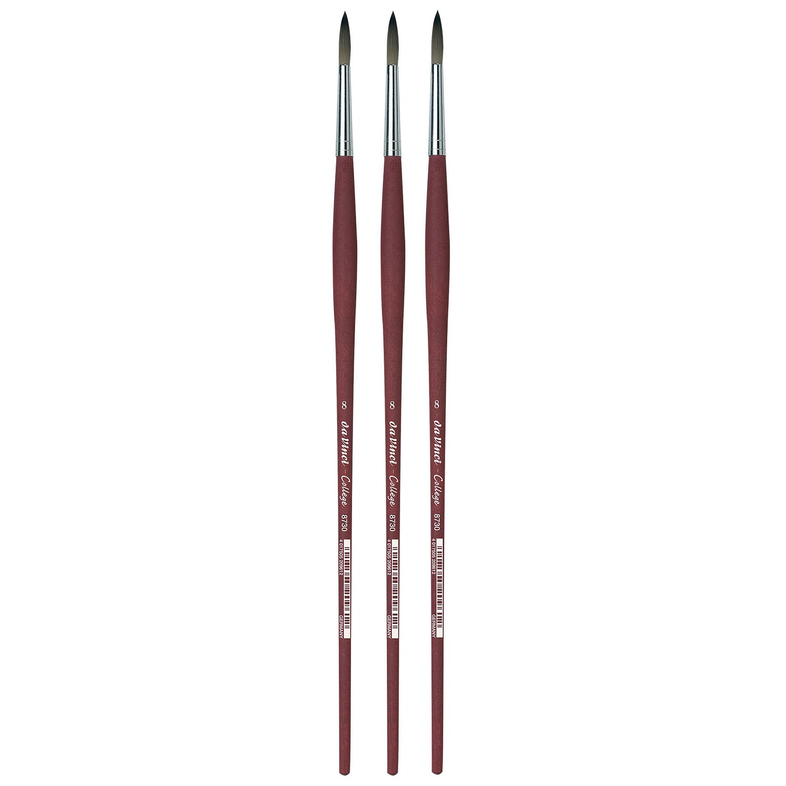 da Vinci COLLEGE Oil and Acrylic Synthetic Student Round Brush, 3 Brushes/Pack (DVXVA87308-3)