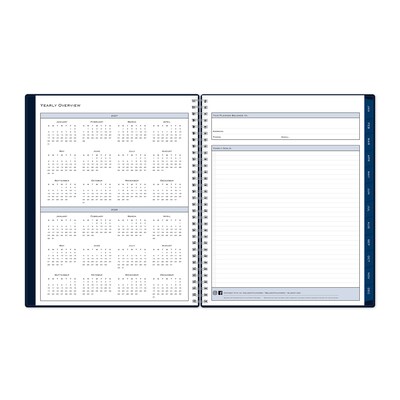 2027 Blue Sky Passages 8.5" x 11" Calendar Year Weekly & Monthly Standard Planner, Plastic Cover, Solid Navy (148659-27)