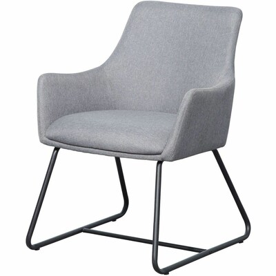 Lorell Mid-Century Modern Flannel Guest Chair with Steel Sled Base, Gray (LLR68562)