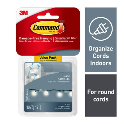 Command Small Cord & Light Clips, Transparent, 22/Pack (17017CLR-10ES)