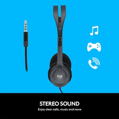 Logitech H111 For EDU Wired 3.5mm Stereo Computer On Ear Headset, Graphite (981-000999)