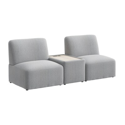 Bush Business Furniture Assemble 2 Seater Sectional with Power/USB, Fog Fabric (ASM001FGF)