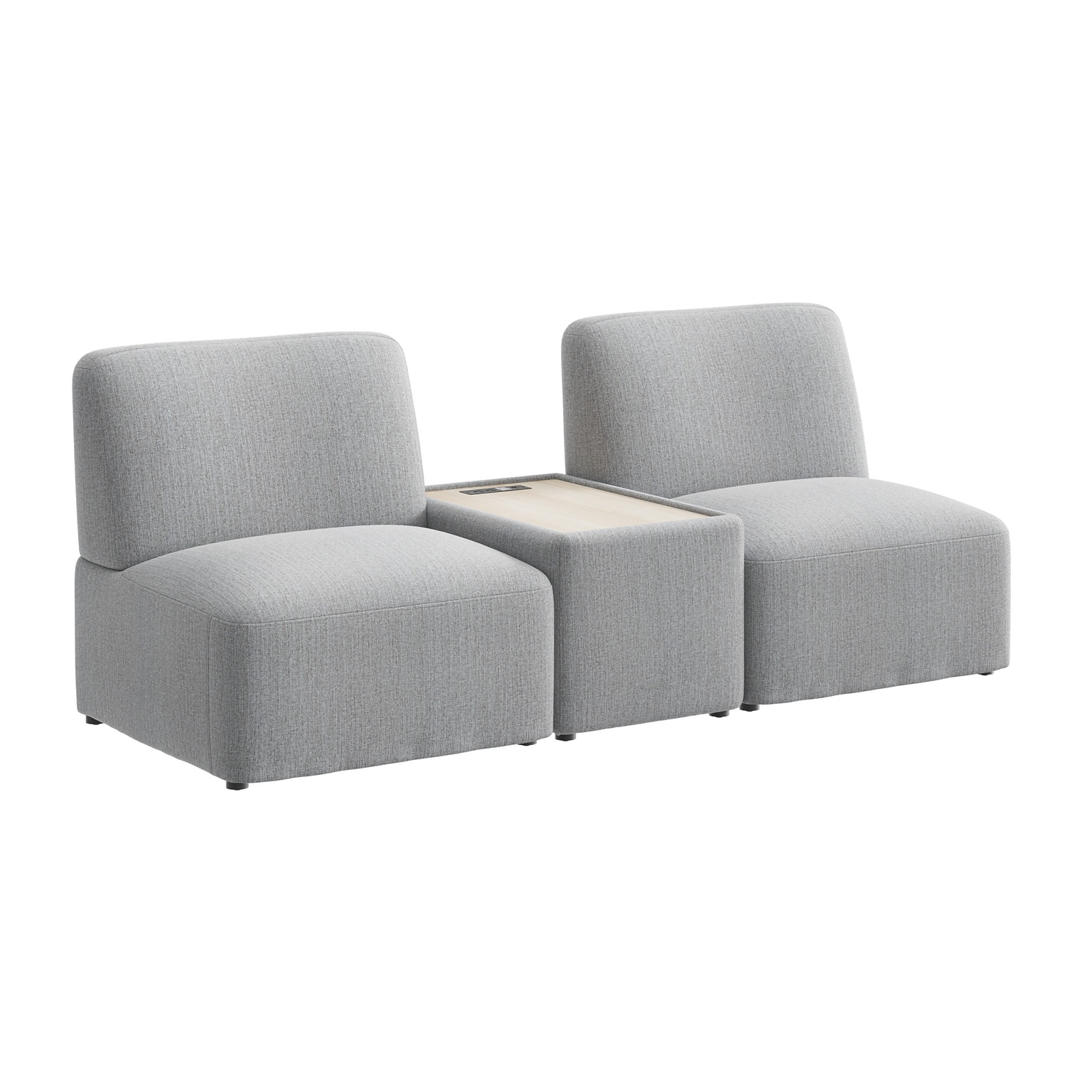 Bush Business Furniture Assemble 2 Seater Sectional with Power/USB, Fog Fabric (ASM001FGF)