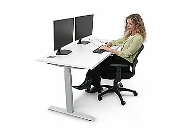 Boss Office Products 66"W Electric Rectangular Adjustable Standing Desk, White (SGSD035WT)