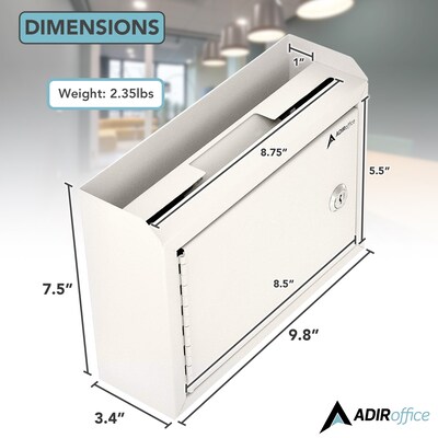 AdirOffice Steel Multipurpose Interoffice Mailbox Drop Box, Medium, White (631-02-WHI-PKG)